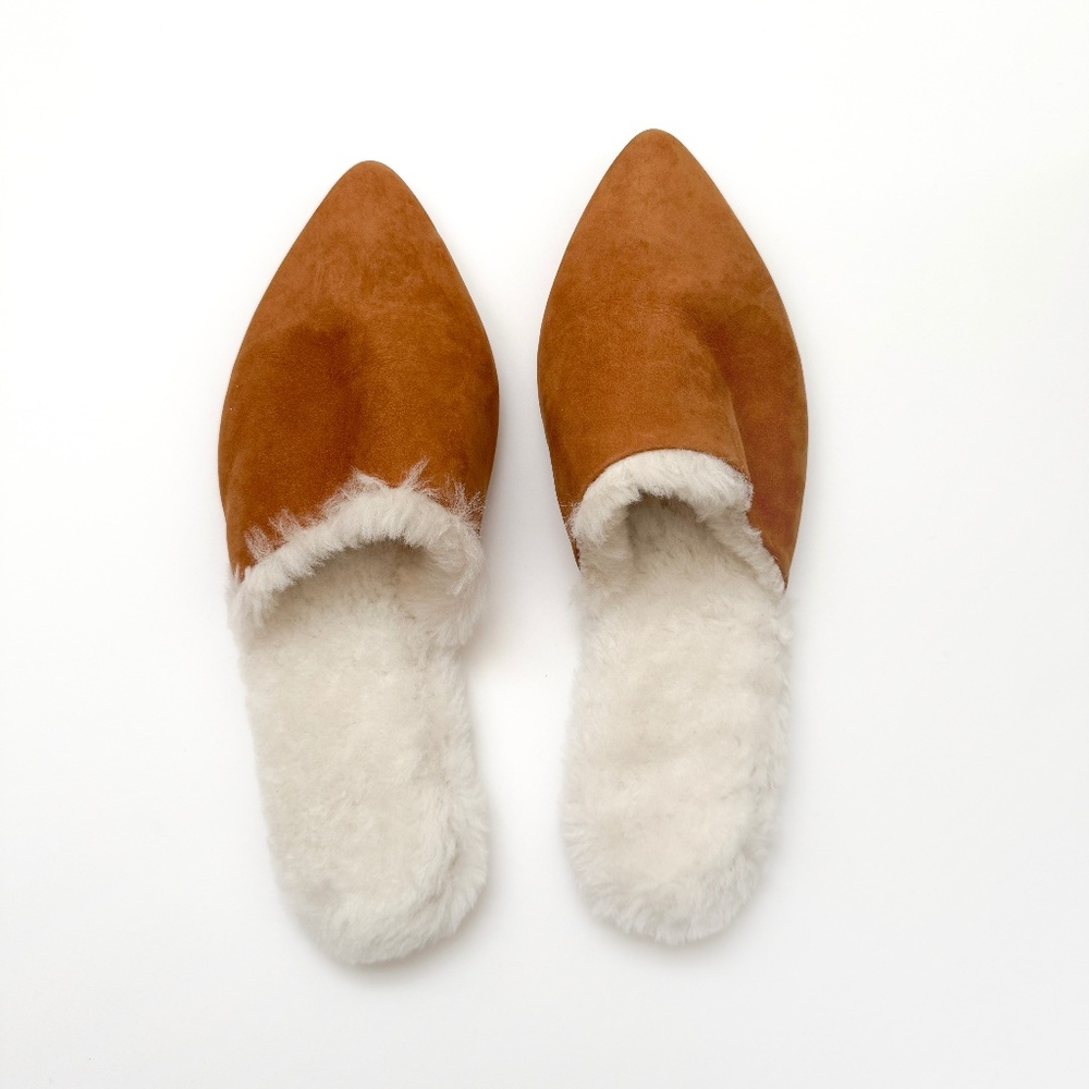 Jenni Kayne Shearling-Lined Mule in Walnut size 37